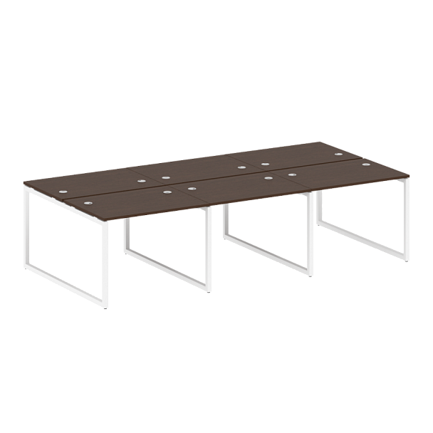 Metal System Quattro Р. ст. на 6 раб. места на О-образном м/к 40БО.СМ-6.1 Венге/Белый металл 3000*1475*750 - Вид 1