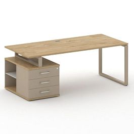 Шифт Стол руководителя с опорной тумбой , левый SK.SRT-200.P (L) Тиквуд Светлый/Капучино/Металл Капу - Фото предпросмотра