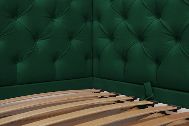 Кровать «Порше», каретная стяжка с доп. спальным местом, зеленая - Вид 5