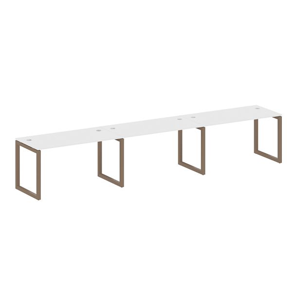 Metal System Quattro Р. ст. на 3 раб. места на О-образном м/к 50БО.СМ-3.3 Белый/Мокко металл 4200*720*750 - Вид 1