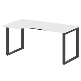 Metal System Стол криволинейный левый на О-образном м/к БО.СА-1 (L) Белый/Антрацит металл 1600*900*750 - Фото предпросмотра