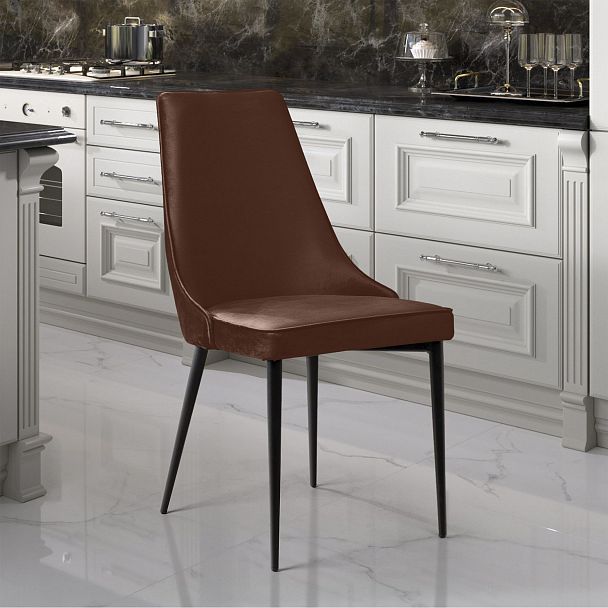 Стул Oliver, бархат коричневый 12/ чёрный конус - Вид 8