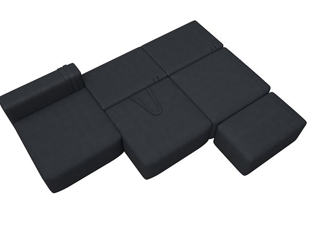 Диван угловой модульный с пуфом Лига-060 НПБ Лонг угол универсальный Искусственная замша серый - Вид 8