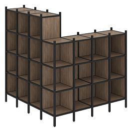 Loft Угловой внешний стеллаж наборный VR.L-60 Дуб аризона/Чёрный металл 1694*1694*1869 - Фото предпросмотра