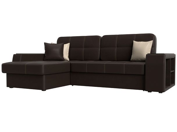 Угловой диван Брюссель левый (полностью экокожа коричневая) - Вид 1