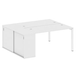 Metal System Quattro Р. ст. с шкафом-купе на П-образном м/к 50БП.РС-СШК-1.3 Т Белый/Белый металл 1810*1475*750 - Фото предпросмотра