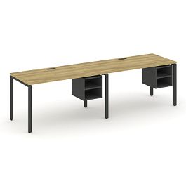 Concept Рабочая станция односторонняя с подвес. тумбами 2 места CN.ORS-106 Дуб Винченцо/Антрацит/Металл Антрацит 2360*720*750 - Фото предпросмотра