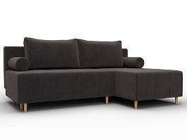 Диван угловой Лига-102 угол универсальный Велюр коричневый - Фото предпросмотра