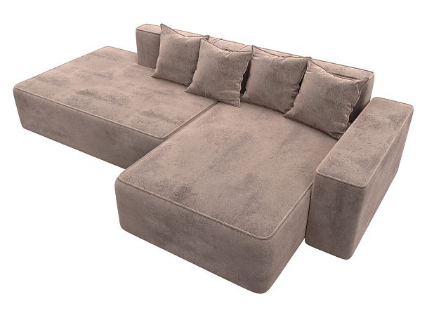 Диван угловой Лига-079 угол правый Велюр бежевый - Вид 6