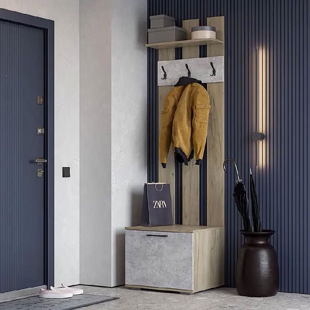 мс для прихожей Бостон ВШ-2 дуб крафт серый/бетонный камень - Вид 4