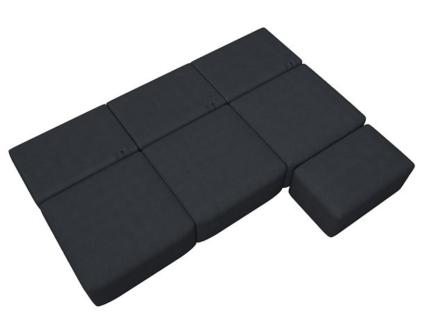 Диван угловой модульный с пуфом Лига-060 НПБ Лонг угол универсальный Искусственная замша серый - Вид 9