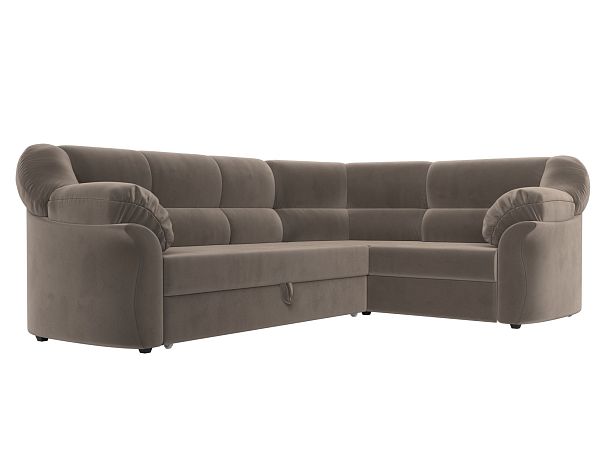 Диван угловой Карнелла правый (полностью велюр коричневый) - Вид 3