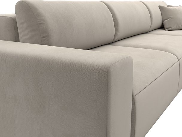 Диван прямой Лига-036 Классик Лонг Микровельвет бежевый - Вид 4