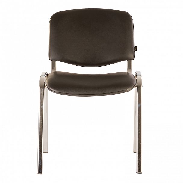 Стул для персонала и посетителей BRABIX "Iso CF-001", хромированный каркас, кожзам черный, 531424, стопируемый - Вид 3