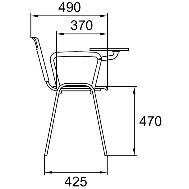 Конференц - стул Sigma c подлокотниками и столиком, оранжевый - Вид 3