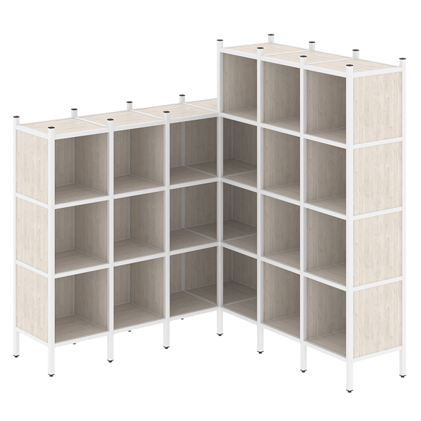 Loft Угловой внутренний стеллаж наборный VR.L-50 Денвер светлый/Белый металл 1694*1694*1869 - Вид 1