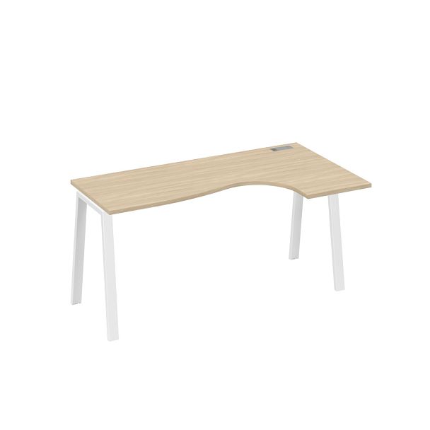 Стол эргономичный правый "Классика" на металлокаркасе TRE A4 А4 Б3 036 БП дуб скандинавский / металлокаркас белый - Вид 1