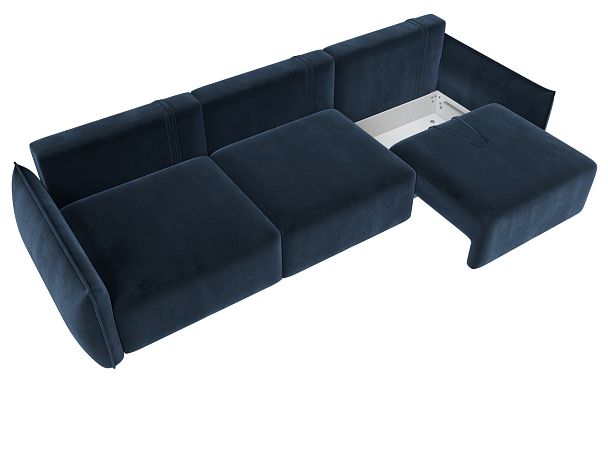 Диван прямой Лига-051 НПБ Лонг Велюр синий - Вид 7