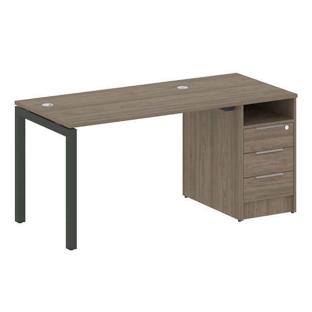 Metal System Quattro Р. ст. с тумбой на П-образном м/к 50БП.РС-СТП-1.2 Вяз/Антрацит металл 1612*720*750 - Вид 1