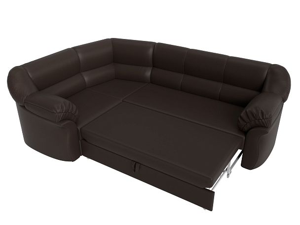 Диван угловой Карнелла левый (полностью экокожа коричневая) - Вид 7