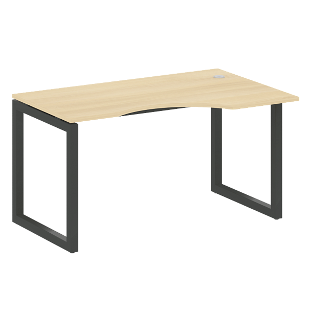 Metal System Quattro Стол криволинейный правый на О-образном м/к 50БО.СА-2 (R) Акация/Антрацит металл 1400*900*750 - Вид 1