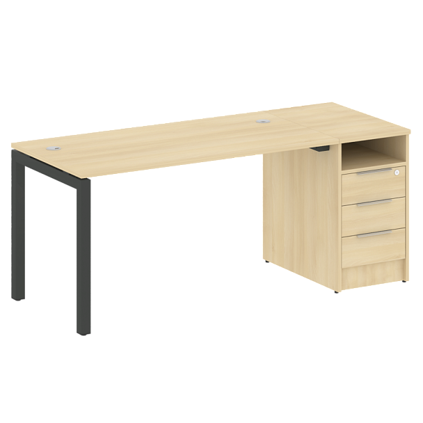 Metal System Quattro Р. ст. с тумбой на П-образном м/к 50БП.РС-СТП-1.3 Акация/Антрацит металл 1812*720*750 - Вид 1