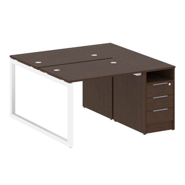 Metal System Quattro Р. ст. с тумбой на О-образном м/к 50БО.РС-СТП-2.1 Венге/Белый металл 1412*1475*750 - Вид 1