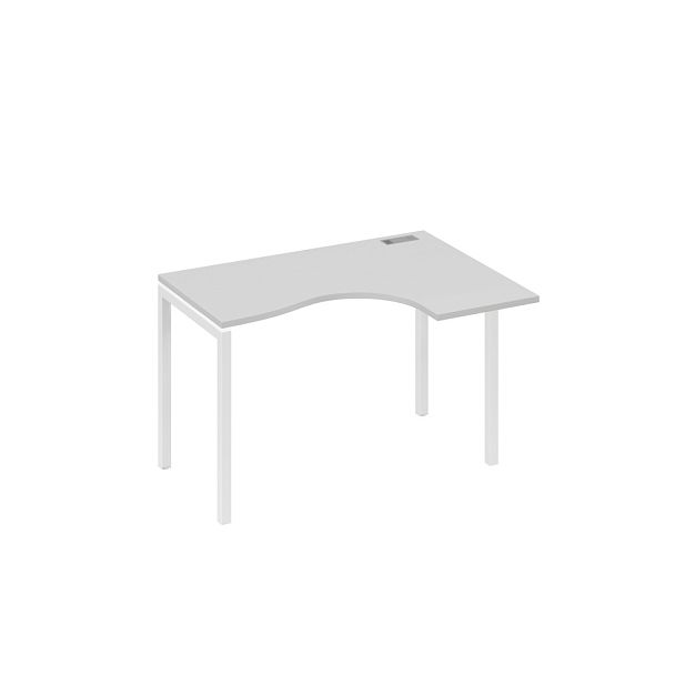 Стол эргономичный правый "Классика" на металлокаркасе DUE A4 А4 Б2 032 БП серый / металлокаркас белый - Вид 1