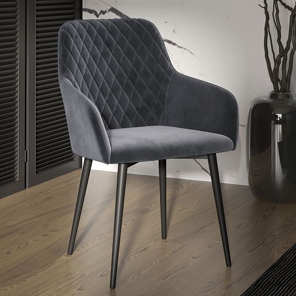 Стул Robert поворотный 90 градусов, функция возврата, антишум, замша apache темно серый - Вид 2