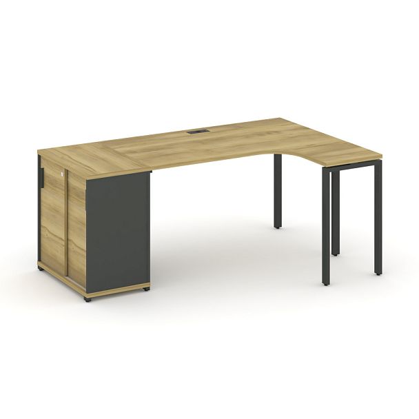 Concept Стол эргономичный с опорным шкафом-купе  CN.SA-217(R) A Дуб Винченцо/Антрацит/Металл Антрацит 1800*1180*750 - Вид 1