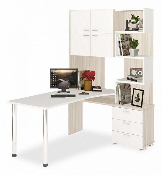 Стол компьютерный Домино СР-500М/160 Карамель/Белый правый - Вид 1