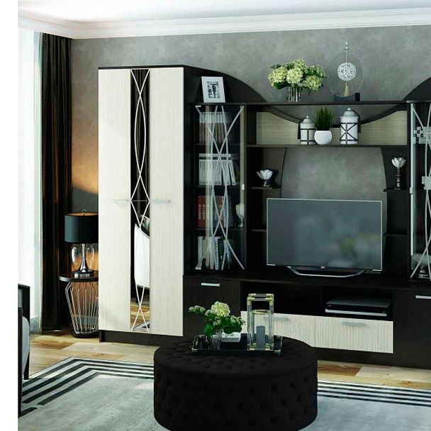 Гостиная ОЛЬБИЯ шкаф (700х2100х542) шимо темный/шимо светлый - Вид 3