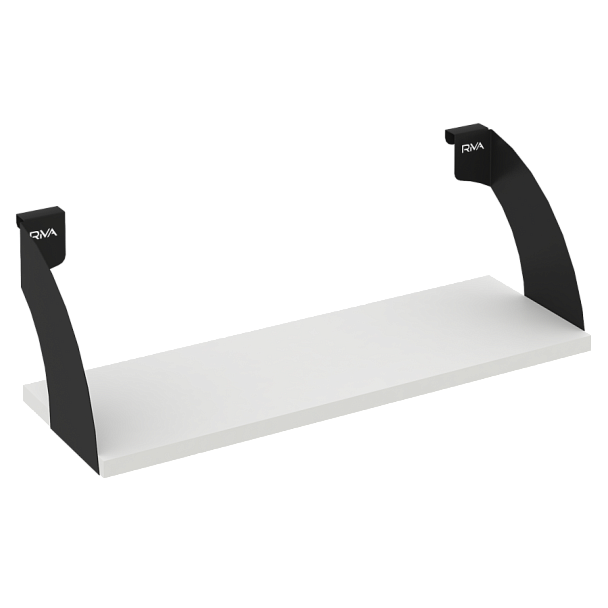 Навесные полки. Кронштейны+ЛДСП полка 600мм MAN-41-6 Белый бриллиант/Чёрный металл 600*220*200 - Вид 1