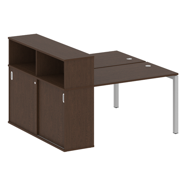 Metal System Quattro Р. ст. с шкафом-купе на П-образном м/к 50БП.РС-СШК-2.2 Т Венге/Серый металл 1610*1475*1098 - Вид 1