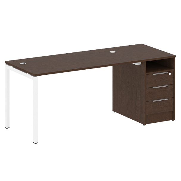 Metal System Quattro Р. ст. с тумбой на П-образном м/к 40БП.РС-СТП-1.3 Венге/Белый металл 1812*720*750 - Вид 1