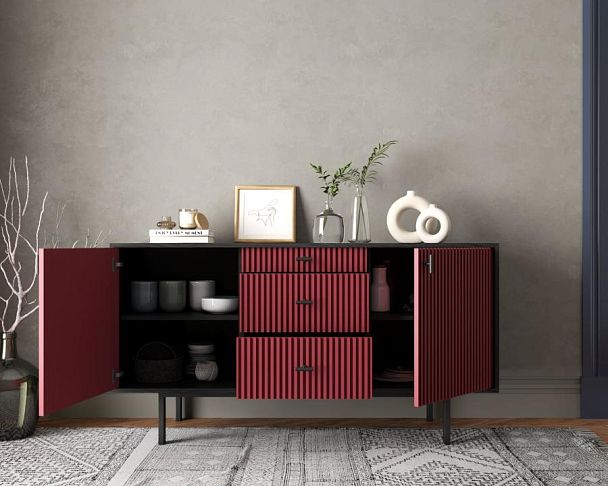 Комод две дверки и три ящика Emerson арт EM08/red/L - Вид 2