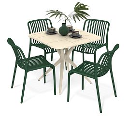 Обеденная группа Sheffilton SHT-DS310 темно-зеленый/бежевый - Фото предпросмотра