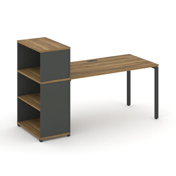 Concept Стол рабочий с опорным стеллажом с надставкой низ. CN.SP-212 Сандал Янтарный/Антрацит/Металл Антрацит 2000*720*1140 - Вид 1