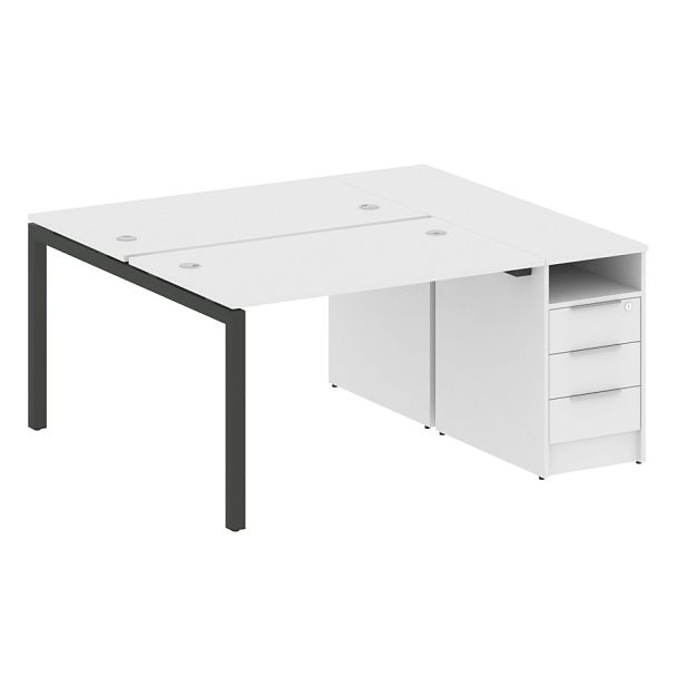 Metal System Quattro Р. ст. с тумбой на П-образном м/к 50БП.РС-СТП-2.2 Белый/Антрацит металл 1612*1475*750 - Вид 1