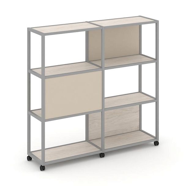 Shelf Mobile Стеллаж 4 уровня 2 секции VR.LT-STK-414.06 Денвер Светлый/Металл Серый/W-04 1170*400*1523 - Вид 1