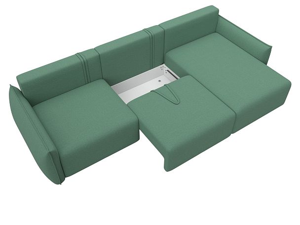 Диван угловой Лига-051 НПБ Лонг угол универсальный Рогожка зеленый - Вид 7