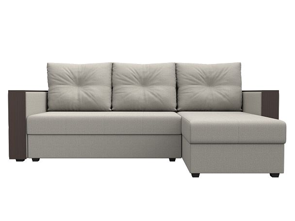 Диван угловой Валенсия Лайт правый угол Рогожка бежевый - Вид 2