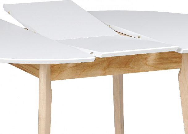 Обеденная группа стол раздвижной Норден D90 Белый/Натуральный и 4 стула Мэти Натуральный/Серый велюр - Вид 10