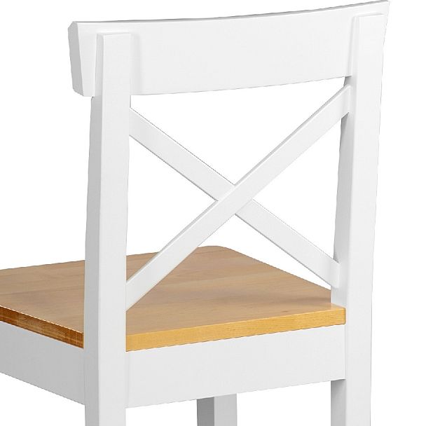 Комплект деревянных полубарных стульев с жестким сиденьем Бергольф Белый/Натуральный, 3 шт. - Вид 9