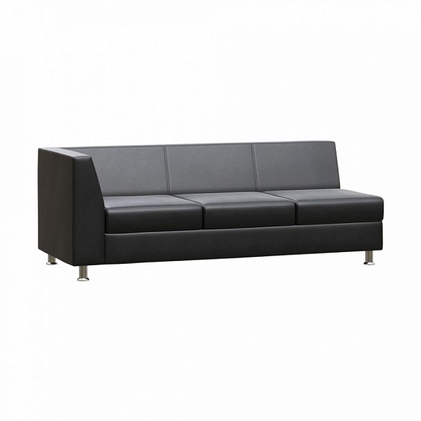 Секция с подлокотником трехместная правая "PRIME" PR.SP-3(R) черный кз - Вид 1