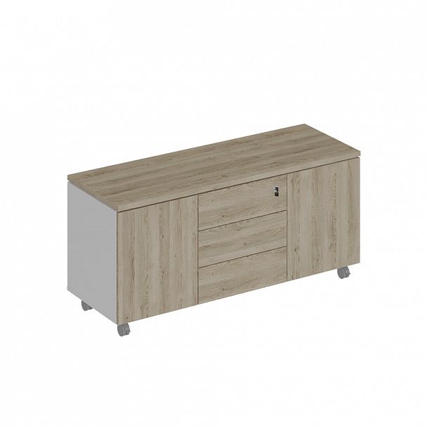 Тумба для оргтехники "City" СИ 262 дуб гладстоун светлый/белый премиум/дуб гладстоун светлый - Вид 1