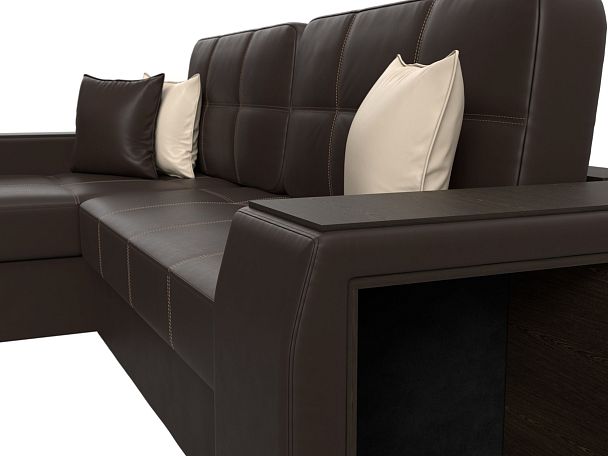 Угловой диван Брюссель левый (полностью экокожа коричневая) - Вид 4