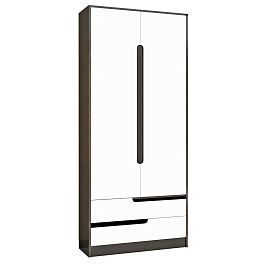Шкаф 2-ств. Гавана (836*2200*510) венге/акрил белый (выбирать белый глянец) - Фото предпросмотра