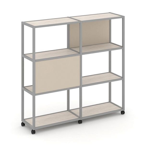 Shelf Mobile Стеллаж 4 уровня 2 секции VR.LT-STK-412.06 Денвер Светлый/Металл Серый/W-04 1170*400*1523 - Вид 1