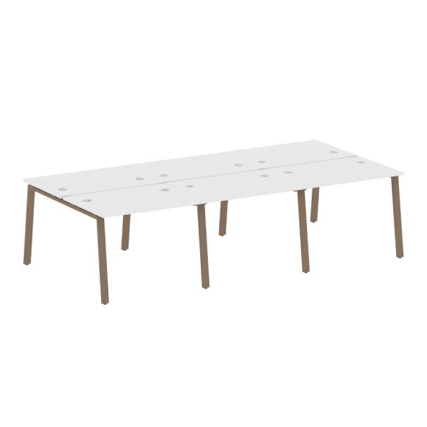 Metal System Р. ст. на 6 раб. места на А-образном м/к БА.СМ-6.1 Белый/Мокко металл 3000*1475*750 - Вид 1